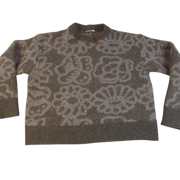 Marimekko Sweaters - Uniqlo MARIMEKKO Pullover Wool Sweater Women Black Grey Large Crop Mock CrewNeck